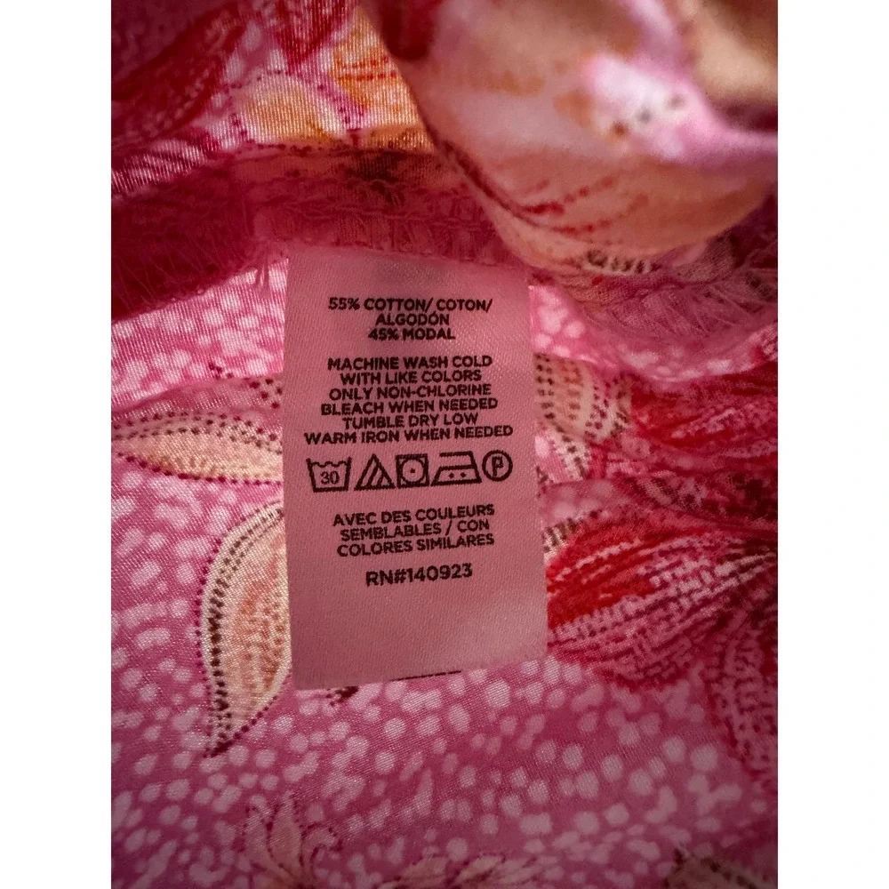 LOFT Pink Floral Smocked Waist Puff Sleeve Blouse Top Medium NWT 37036782